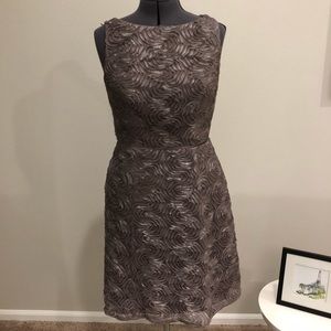 Adrianna Papell Silk Rosette Dress